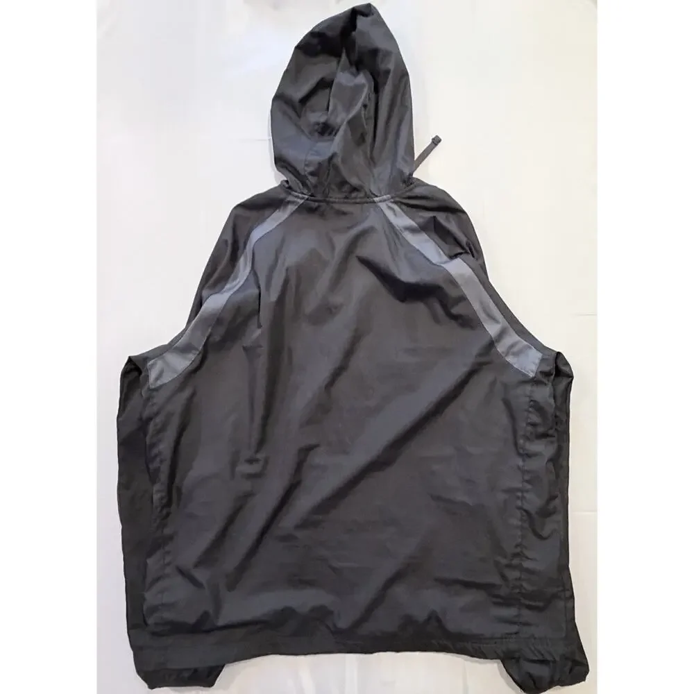 Vintage 90s Starter Jacket Zip Up Windbreaker Hooded Black Gray Mens XL (46-48) - Picture 6 of 6